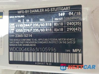 Zdjęcie 13 z 13 samochodu: 2018 MERCEDES-BENZ GLC 300 4MATIC VIN:WDC0G4KB6JV105996 - miniatura