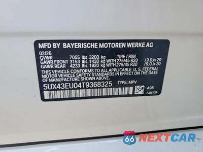 Zdjęcie 12 z 12 samochodu: 2026 BMW X5 XDRIVE50E VIN:5UX43EU04T9368325 - miniatura