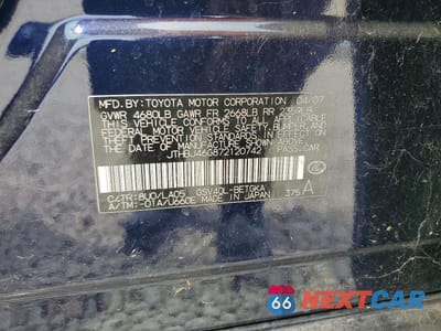 Zdjęcie 12 z 12 samochodu: 2007 LEXUS ES 350 BASE VIN:JTHBJ46G872120742 - miniatura