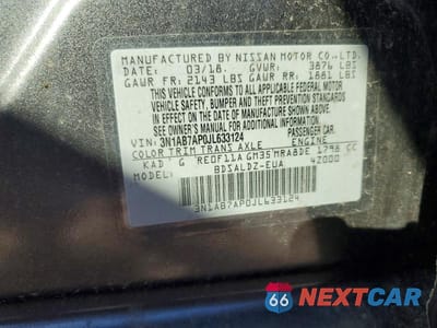 Zdjęcie 12 z 12 samochodu: 2018 NISSAN SENTRA SV VIN:3N1AB7AP0JL633124 - miniatura