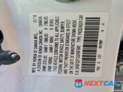 Zdjęcie 12 z 12 samochodu: 2016 HONDA CIVIC EX VIN:2HGFC2F73GH561642 - miniatura