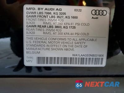 Zdjęcie 14 z 14 samochodu: 2022 AUDI E-TRON PREMIUM PLUS VIN:WA1LAAGE0NB031806 - miniatura