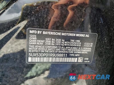 Zdjęcie 13 z 13 samochodu: 2024 BMW X3 XDRIVE30I VIN:5UX53DP01R9U98811 - miniatura