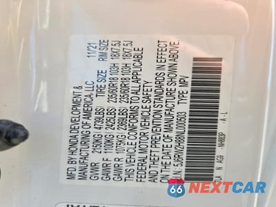 Zdjęcie 13 z 13 samochodu: 2022 HONDA CR-V EXL VIN:5J6RW2H88NL000503 - miniatura