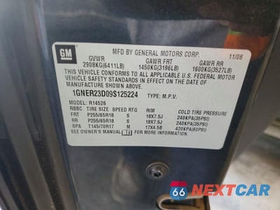Zdjęcie 13 z 13 samochodu: 2009 CHEVROLET TRAVERSE LT VIN:1GNER23D09S125224 - miniatura