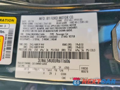 Zdjęcie 12 z 12 samochodu: 2018 LINCOLN MKZ HYBRID BLACK LABEL VIN:3LN6L5NU0JR611606 - miniatura