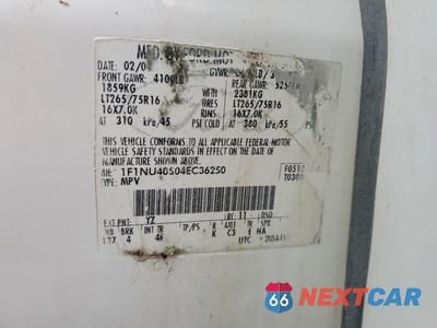 Zdjęcie 14 z 14 samochodu: 2004 FORD EXCURSION XLT VIN:1F1NU40S04EC36250 - miniatura