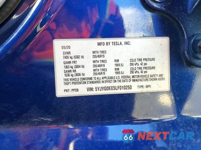 Zdjęcie 13 z 13 samochodu: 2020 TESLA MODEL Y VIN:5YJYGDEE5LF010250 - miniatura