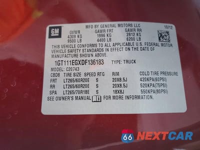Zdjęcie 12 z 12 samochodu: 2013 GMC SIERRA C2500 SLT VIN:1GT111EGXDF136183 - miniatura