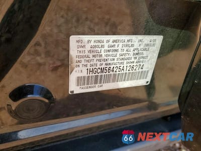 Zdjęcie 12 z 12 samochodu: 2005 HONDA ACCORD LX VIN:1HGCM56425A126274 - miniatura