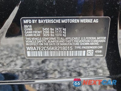 Zdjęcie 12 z 12 samochodu: 2019 BMW 740 I VIN:WBA7E2C56KB218015 - miniatura