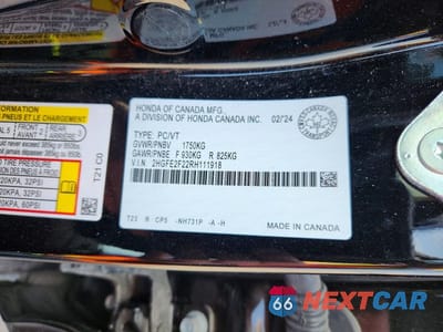 Zdjęcie 13 z 13 samochodu: 2024 HONDA CIVIC LX VIN:2HGFE2F22RH111918 - miniatura