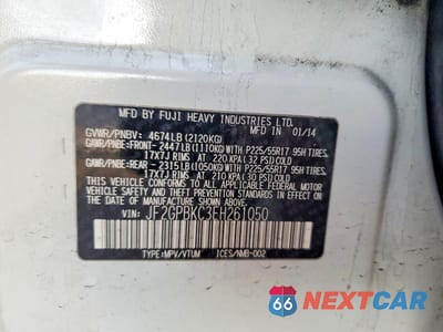Zdjęcie 13 z 13 samochodu: 2014 SUBARU XV CROSSTREK 2.0I HYBRID TOURING VIN:JF2GPBKC3EH261050 - miniatura