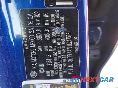 Zdjęcie 12 z 12 samochodu: 2018 KIA FORTE LX VIN:3KPFL4A76JE247598 - miniatura