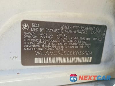 Zdjęcie 12 z 12 samochodu: 2008 BMW 328 XI VIN:WBAVC93568K039584 - miniatura