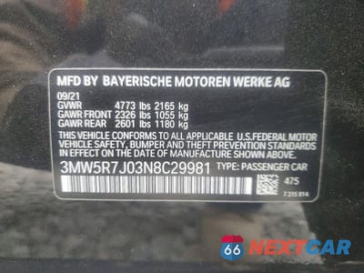 Zdjęcie 13 z 13 samochodu: 2022 BMW 330XI VIN:3MW5R7J03N8C29981 - miniatura