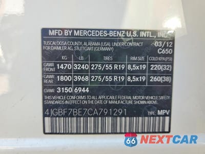 Zdjęcie 13 z 13 samochodu: 2012 MERCEDES-BENZ GL 450 4MATIC VIN:4JGBF7BE7CA791291 - miniatura
