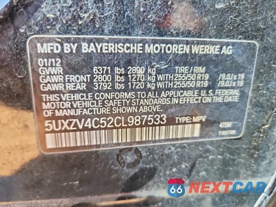 Zdjęcie 13 z 13 samochodu: 2012 BMW X5 XDRIVE35I VIN:5UXZV4C52CL987533 - miniatura