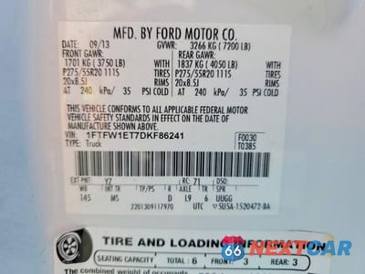 Zdjęcie 13 z 13 samochodu: 2013 FORD F150 SUPERCREW VIN:1FTFW1ET7DKF86241 - miniatura