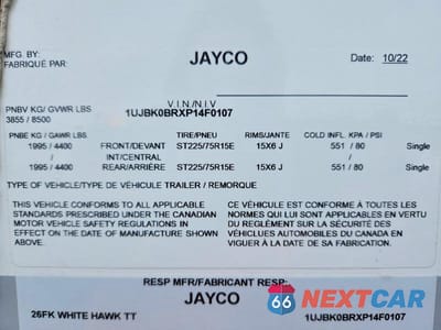 Zdjęcie 10 z 10 samochodu: 2023 JAYCO WHITE HAWK VIN:1UJBK0BRXP14F0107 - miniatura