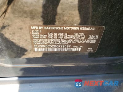 Zdjęcie 12 z 12 samochodu: 2016 BMW X5 XDRIVE35I VIN:5UXKR0C52G0P29597 - miniatura