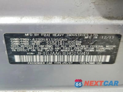 Zdjęcie 12 z 12 samochodu: 2014 SUBARU IMPREZA VIN:JF1GJAA63EH015949 - miniatura