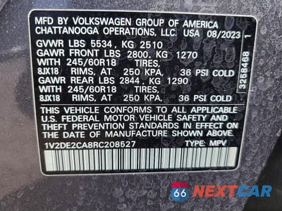 Zdjęcie 13 z 13 samochodu: 2024 VOLKSWAGEN ATLAS CROSS SPORT VIN:1V2DE2CA8RC208527 - miniatura