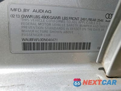 Zdjęcie 12 z 12 samochodu: 2013 AUDI A4 PREMIUM VIN:WAUBFAFL0DN040471 - miniatura