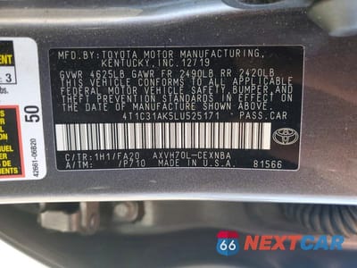 Zdjęcie 12 z 12 samochodu: 2020 TOYOTA CAMRY LE VIN:4T1C31AK5LU525171 - miniatura