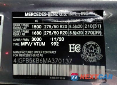 Zdjęcie 10 z 11 samochodu: 2021 MERCEDES-BENZ GLE 450 4MATIC VIN:4JGFB5KB6MA370137 - miniatura