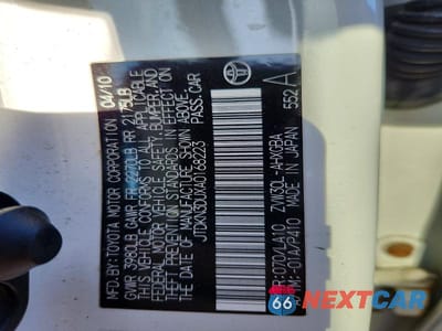 Zdjęcie 12 z 12 samochodu: 2010 TOYOTA PRIUS V VIN:JTDKN3DUXA0168223 - miniatura