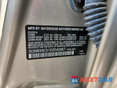Zdjęcie 13 z 13 samochodu: 2014 BMW X3 XDRIVE28I VIN:5UXWX9C51E0D42857 - miniatura