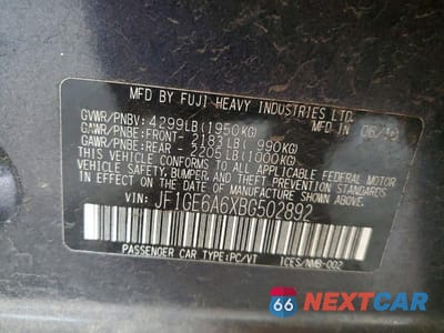 Zdjęcie 12 z 12 samochodu: 2011 SUBARU IMPREZA 2.5I VIN:JF1GE6A6XBG502892 - miniatura