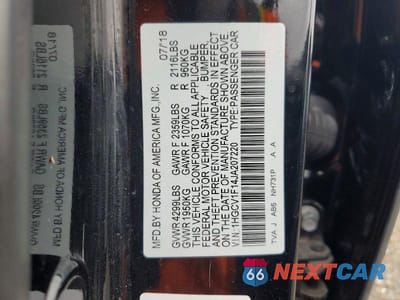 Zdjęcie 12 z 12 samochodu: 2018 HONDA ACCORD LX VIN:1HGCV1F14JA207220 - miniatura