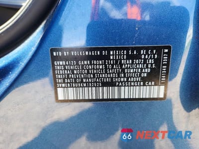 Zdjęcie 12 z 12 samochodu: 2019 VOLKSWAGEN JETTA SEL VIN:3VWEB7BU9KM192525 - miniatura