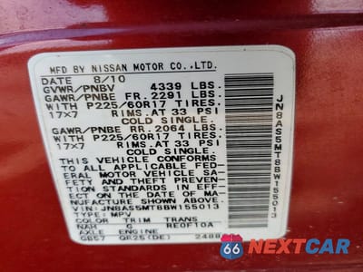 Zdjęcie 12 z 12 samochodu: 2011 NISSAN ROGUE S VIN:JN8AS5MT8BW155013 - miniatura