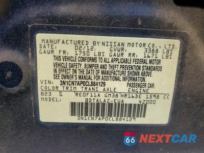 Zdjęcie 13 z 13 samochodu: 2012 NISSAN VERSA 1.6 S VIN:3N1CN7AP0CL884129 - miniatura