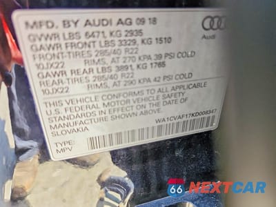 Zdjęcie 13 z 13 samochodu: 2019 AUDI Q8 PRESTIGE VIN:WA1CVAF17KD008347 - miniatura