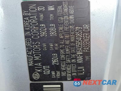 Zdjęcie 12 z 12 samochodu: 2011 KIA FORTE SX VIN:KNAFW6A35B5408579 - miniatura