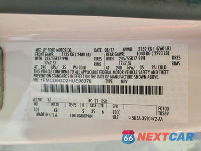 Zdjęcie 13 z 13 samochodu: 2017 FORD ESCAPE SE VIN:1FMCU9GD2HUE98376 - miniatura