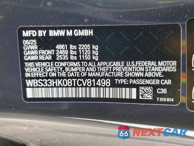 Zdjęcie 12 z 12 samochodu: 2026 BMW M4 COMPETITION VIN:WBS33HK08TCV81498 - miniatura