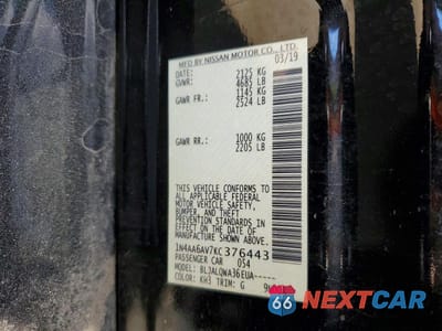 Zdjęcie 12 z 12 samochodu: 2019 NISSAN MAXIMA 3.5 S VIN:1N4AA6AV7KC376443 - miniatura