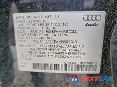 Zdjęcie 13 z 13 samochodu: 2012 AUDI Q7 PREMIUM PLUS VIN:WA1LGAFE3CD006383 - miniatura