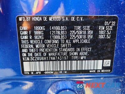 Zdjęcie 12 z 12 samochodu: 2022 HONDA HR-V SPORT VIN:3CZRU6H17NM743197 - miniatura