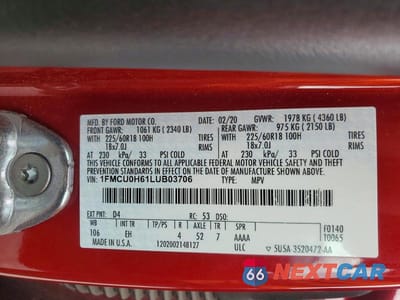 Zdjęcie 13 z 13 samochodu: 2020 FORD ESCAPE SEL VIN:1FMCU0H61LUB03706 - miniatura