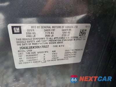 Zdjęcie 13 z 13 samochodu: 2013 GMC TERRAIN SLT VIN:2GKALUEK5D6179537 - miniatura
