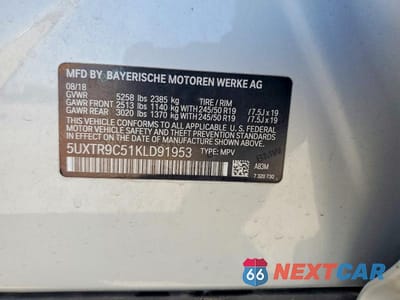 Zdjęcie 13 z 13 samochodu: 2019 BMW X3 XDRIVE30I VIN:5UXTR9C51KLD91953 - miniatura