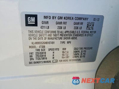 Zdjęcie 14 z 14 samochodu: 2022 BUICK ENCORE GX SELECT VIN:KL4MMDS26NB107491 - miniatura