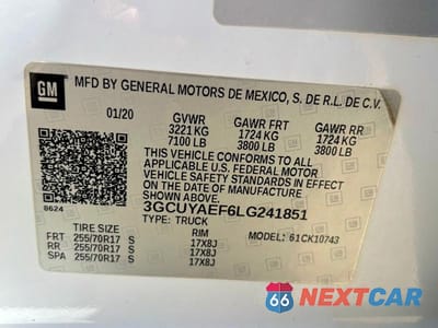 Zdjęcie 10 z 14 samochodu: 2020 CHEVROLET SILVERADO K1500 VIN:3GCUYAEF6LG241851 - miniatura