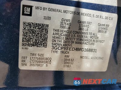 Zdjęcie 13 z 13 samochodu: 2021 CHEVROLET SILVERADO K1500 LT TRAIL BOSS VIN:3GCPYFED4MG168831 - miniatura